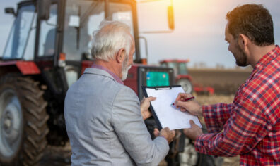 Two people working together