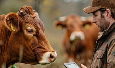 Farmer with a cow